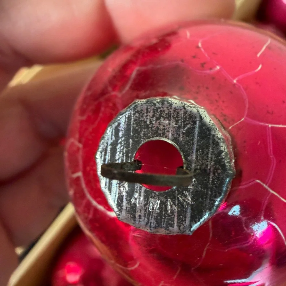 Vintage 1930s 40s Ofglas West Germany Pink Glass Christmas Ornaments Set of 25